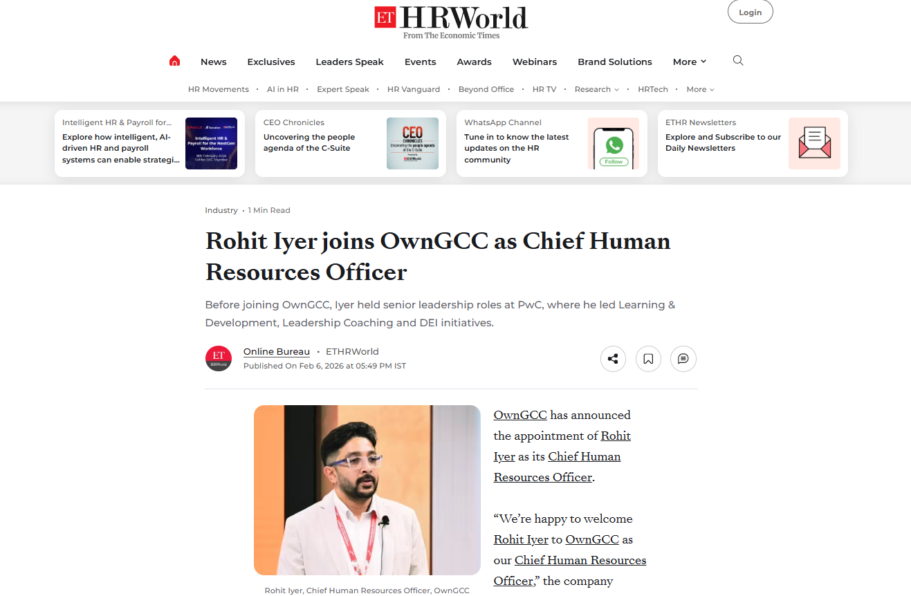 Rohit Iyer Joins OwnGCC: A Strategic Leadership Move